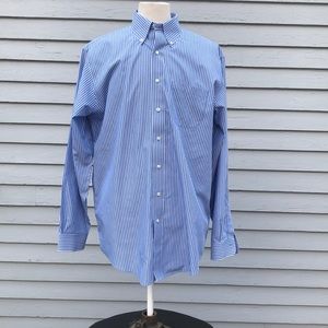 Brooks Brothers Regular Fit Blue and White Striped Button Down Shirt Size 17 6/7